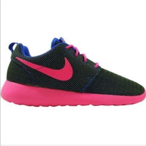 Nike Roshe Run Cobalt Black-Hyper Pink Sneakers - Picture 1 of 10
